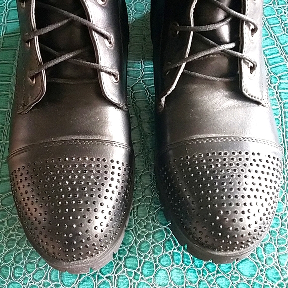 Via Pinky Collection Rhinestone Combat Boots - Picture 3 of 10